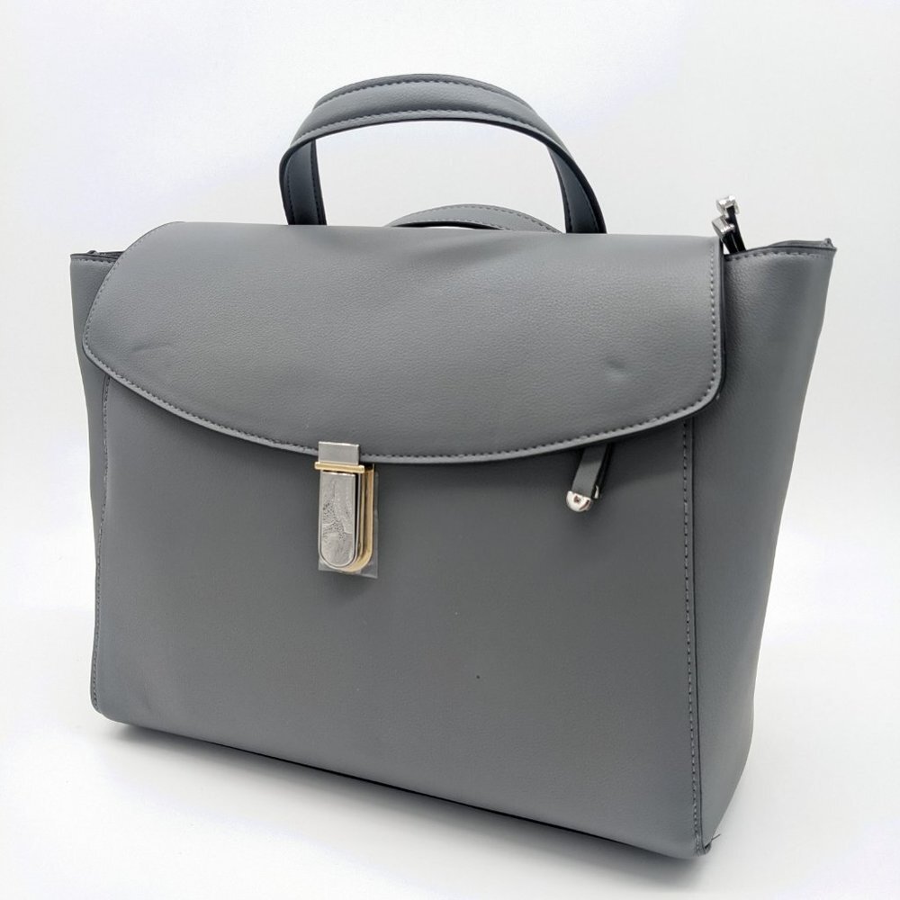 ALFANI mixed metal faux-leather women's backpack crossbody bag - GREY - Picture 4 of 9